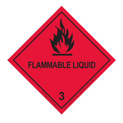Class 3 Flammable Liquid 3 Placard Label