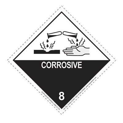Hazard Class 8 - Corrosive Label - 100mm