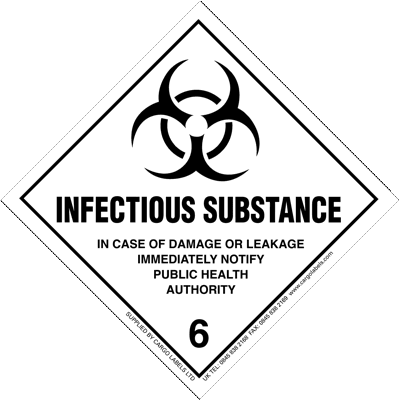 Hazard Class 6.2 - Infectious Substance Label - 100mm
