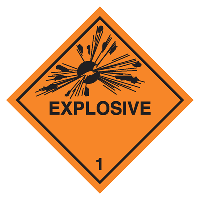 Hazard Class 1 - Explosive Hazard Placard - 250mm | Cargo Labels Ltd