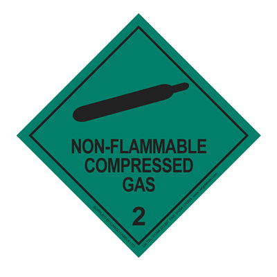 Hazard Class 2.2 - Non Flammable Compressed Gas Label - 100mm