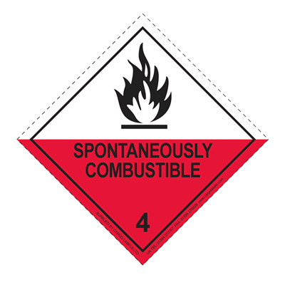 Hazard Class 4.2 - Spontaneously Combustible Label - 100mm