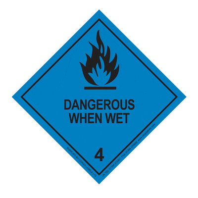 Class 4.3 Dangerous When Wet 4 Placard Label