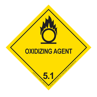 Hazard Class 5.1 - Oxidizing Agent Placard - 250mm